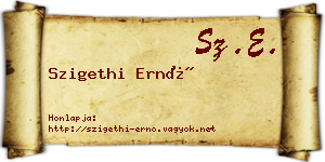 Szigethi Ernő névjegykártya